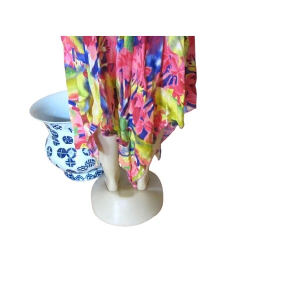 Jams World Hawaiian Tropical Print Sleeveless High-Low Hem Dress Size M - Picture 8 of 9